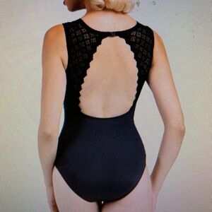 NWT Lulli Black Lace Detail Leotard